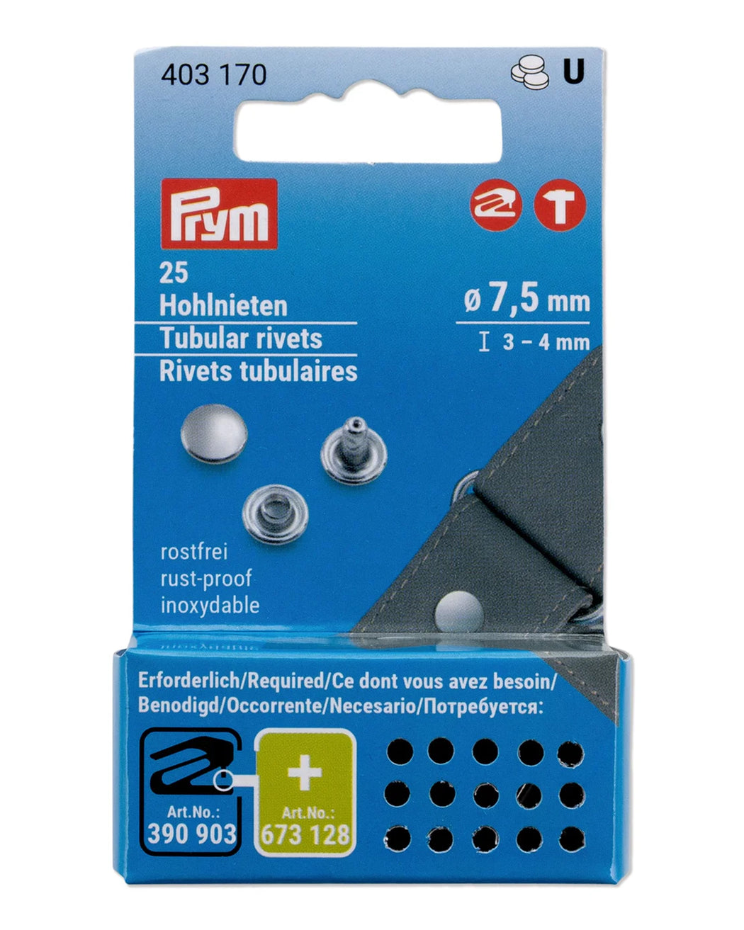 Tubular Rivets - 7.5mm / 3-4mm, 25pcs