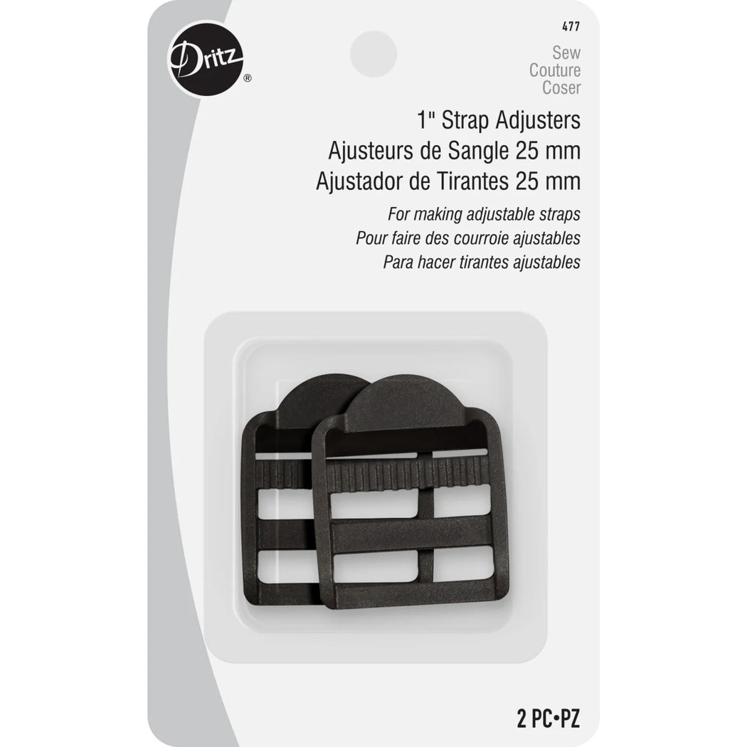 1" Strap Adjusters Black 2 pc