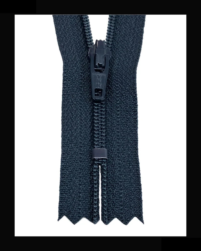 Information related to zippers, thread, and sewing.