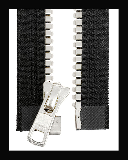 YKK #5 Separating VISLON® Mirror Finish Silver Molded Zipper (4"~36")