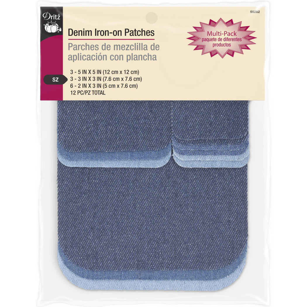 Denim Iron-On Patches - Assorted 12pc