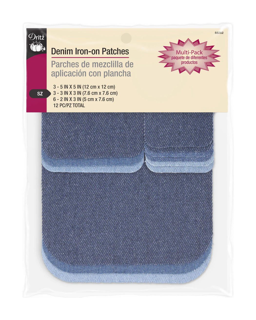 Denim Iron-On Patches - Assorted 12pc