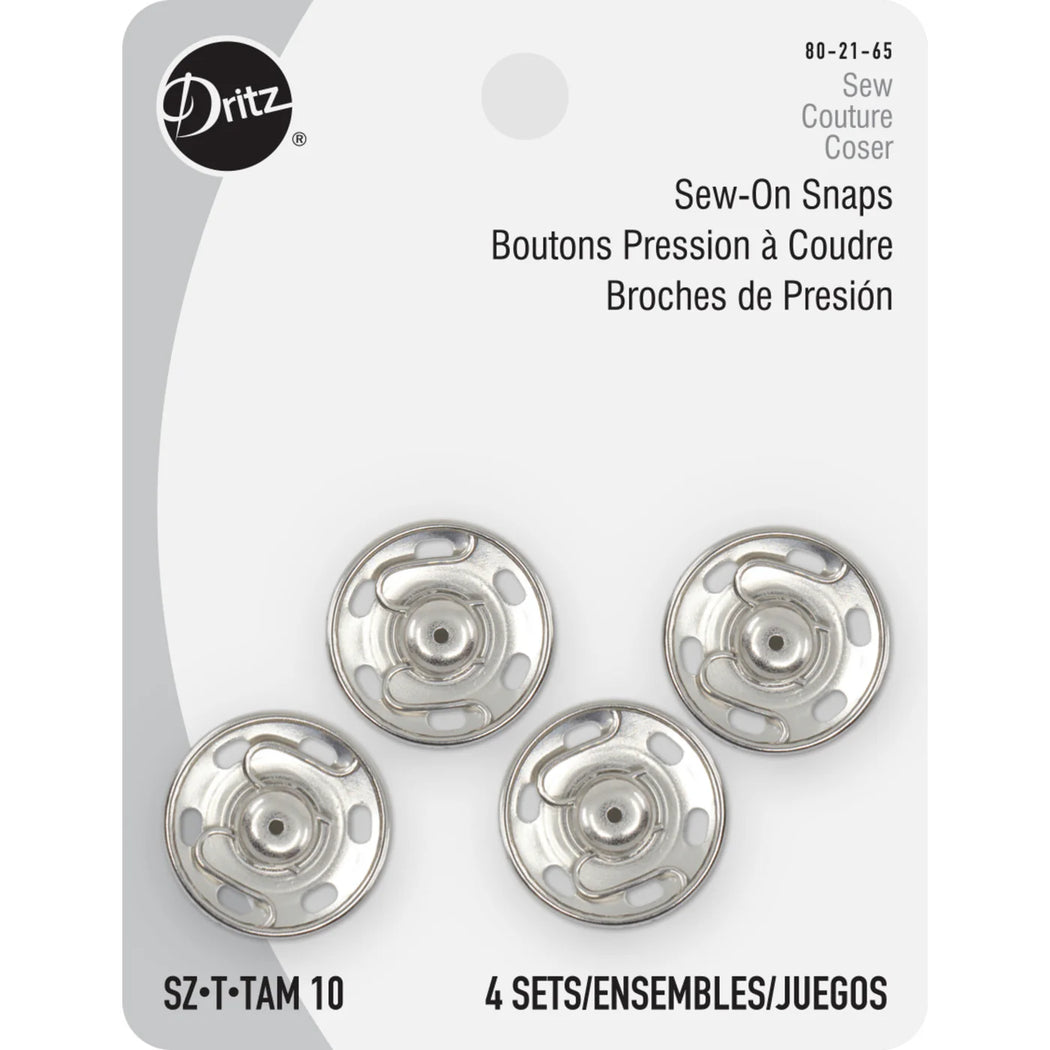 Sew-On Snaps 4 Sets - Nickel Size 10