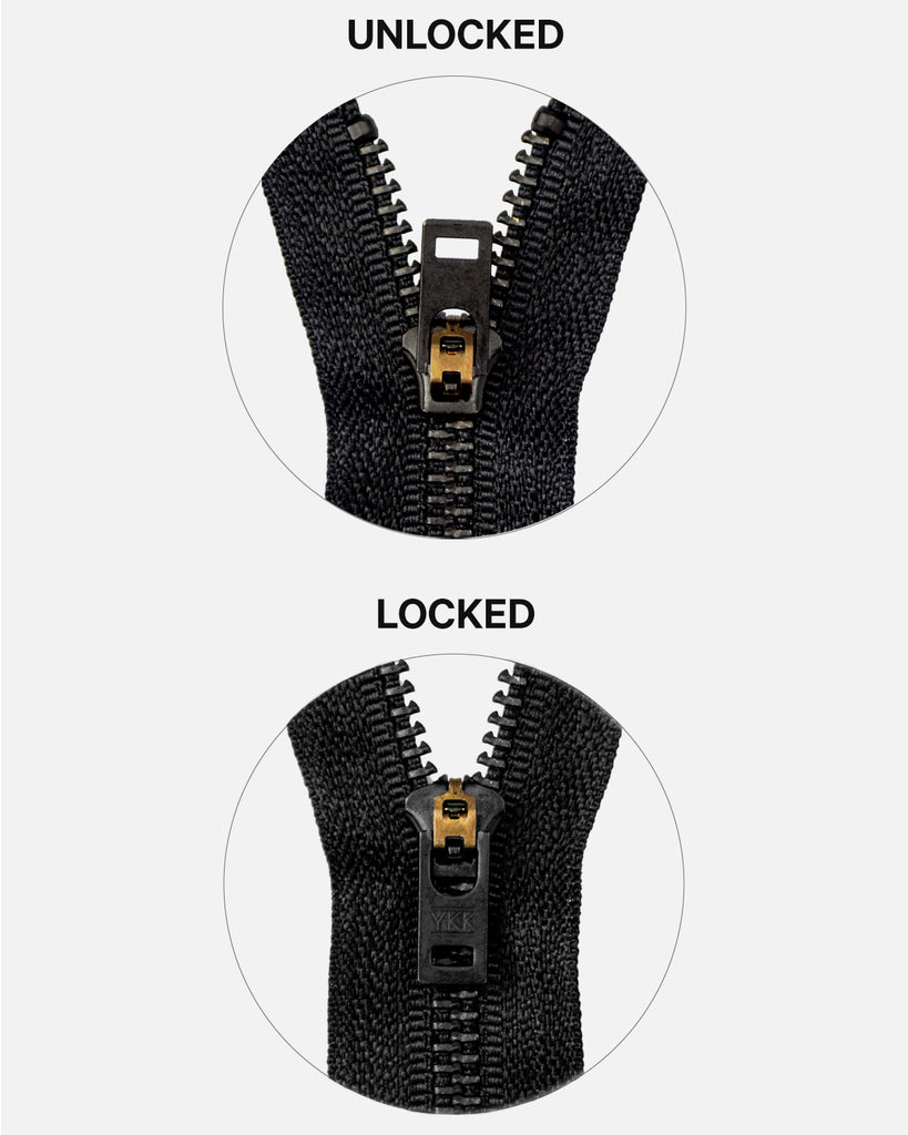 YKK #5 Closed Black Oxidized Zipper w/ Semi-Auto Lock (3