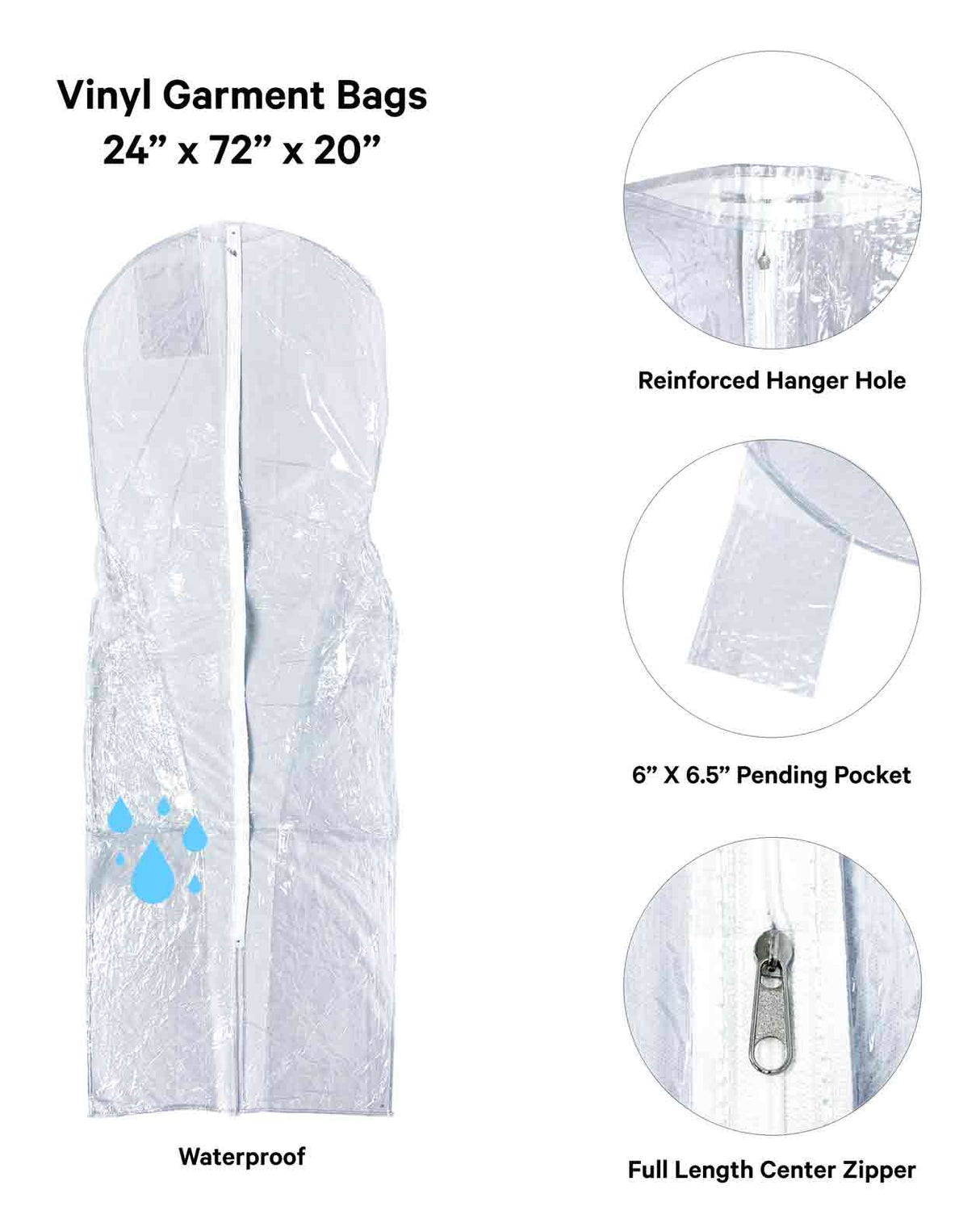 Vinyl Garment Bag - 24" x 72" x 20"