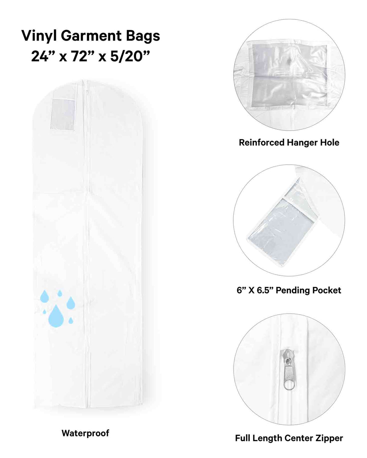 Vinyl Garment Bag - 24" x 72" x 20"