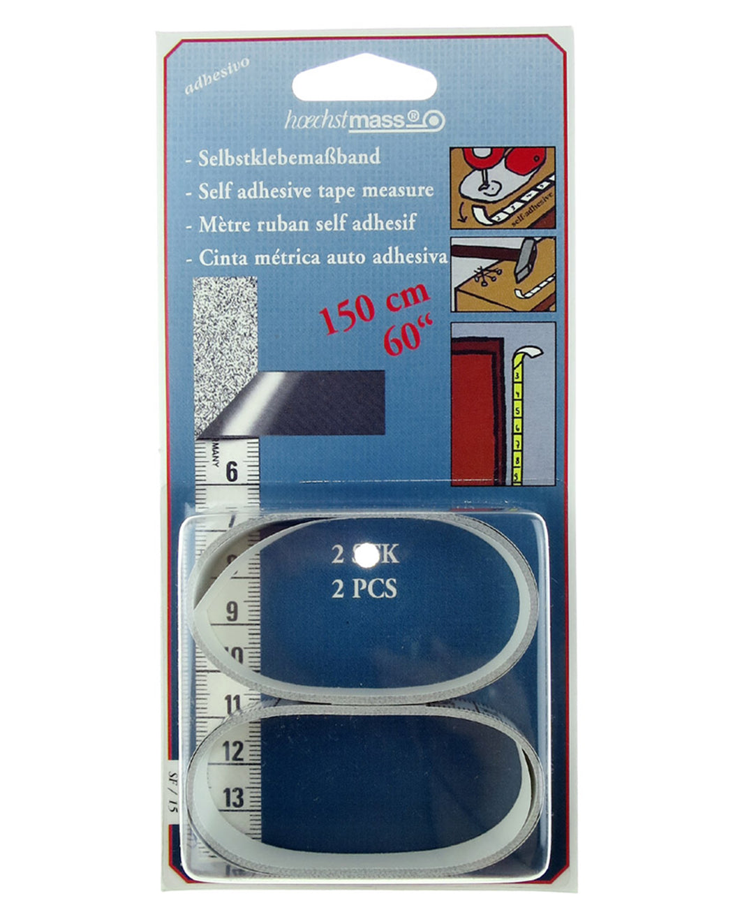 Adhesive Analog Silver Tape Measure 150 cm / 60 in