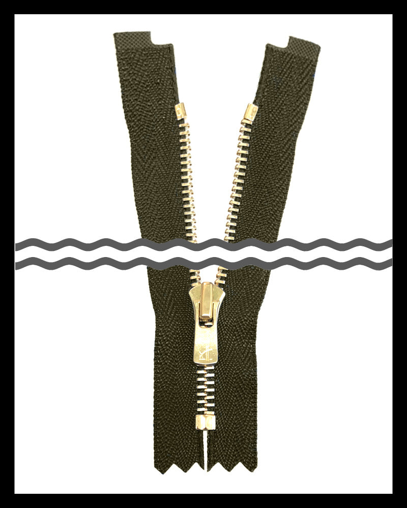 #3 Closed / Golden-Brass (7"~34") - Zipper and Thread