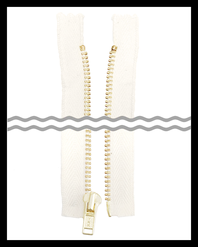 #3 Separating Dyeable Cotton Brass (4"~30") - Zipper and Thread