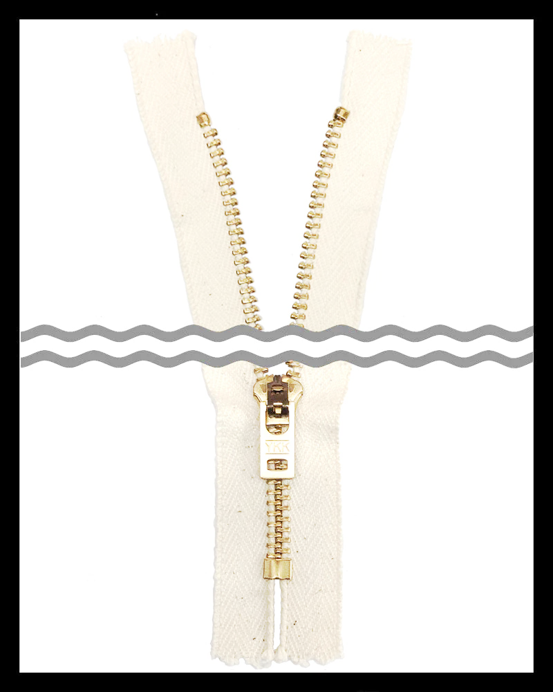 #5 Jeans Dyeable Cotton (4"~9") Brass - Zipper and Thread
