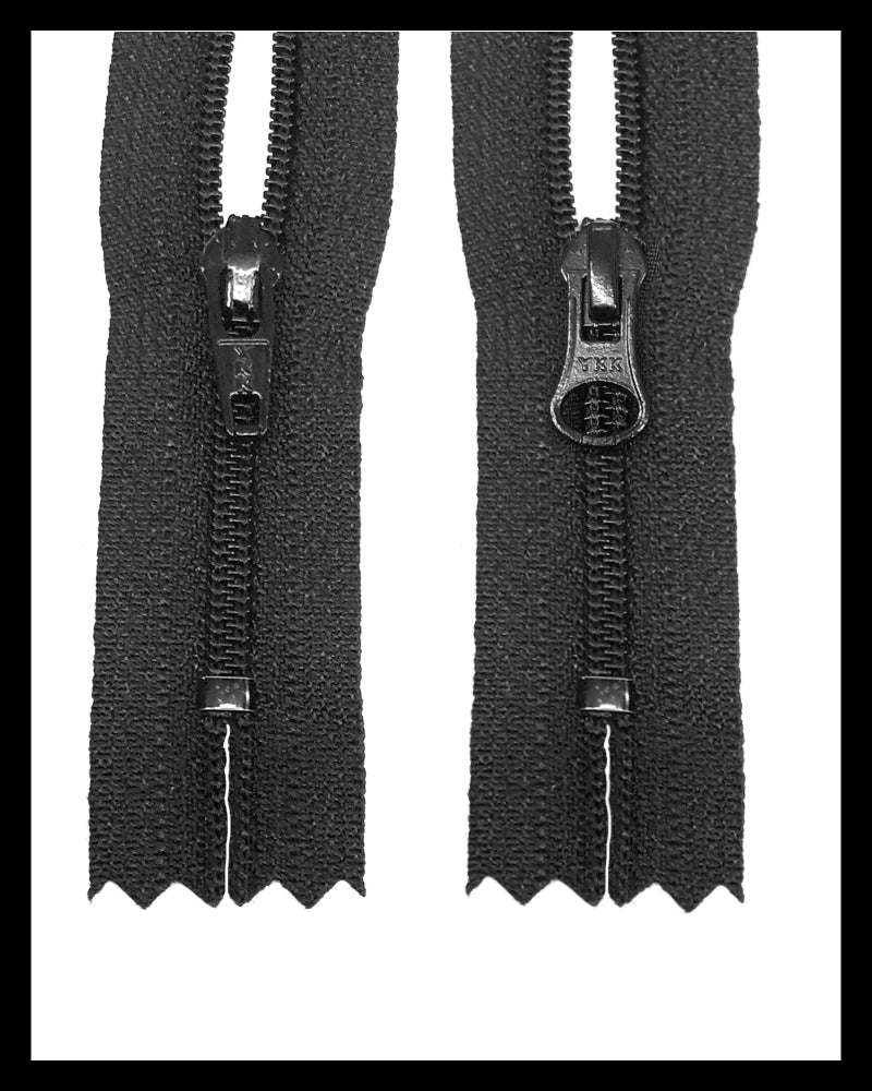 Information related to zippers, thread, and sewing.