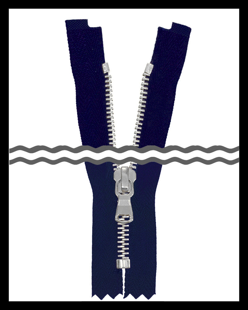 #5 Closed / Shiny Silver (4"~9") - Zipper and Thread