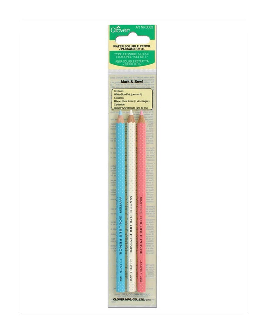 Water Soluble Pencil - 3 Colors - Zipper and Thread