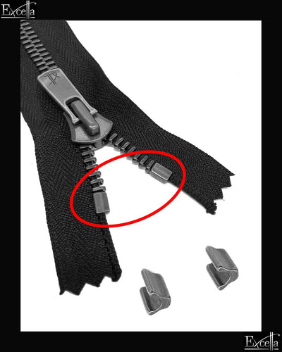 Top Stopper / Antique Silver (#3, #5, #8) - Zipper and Thread