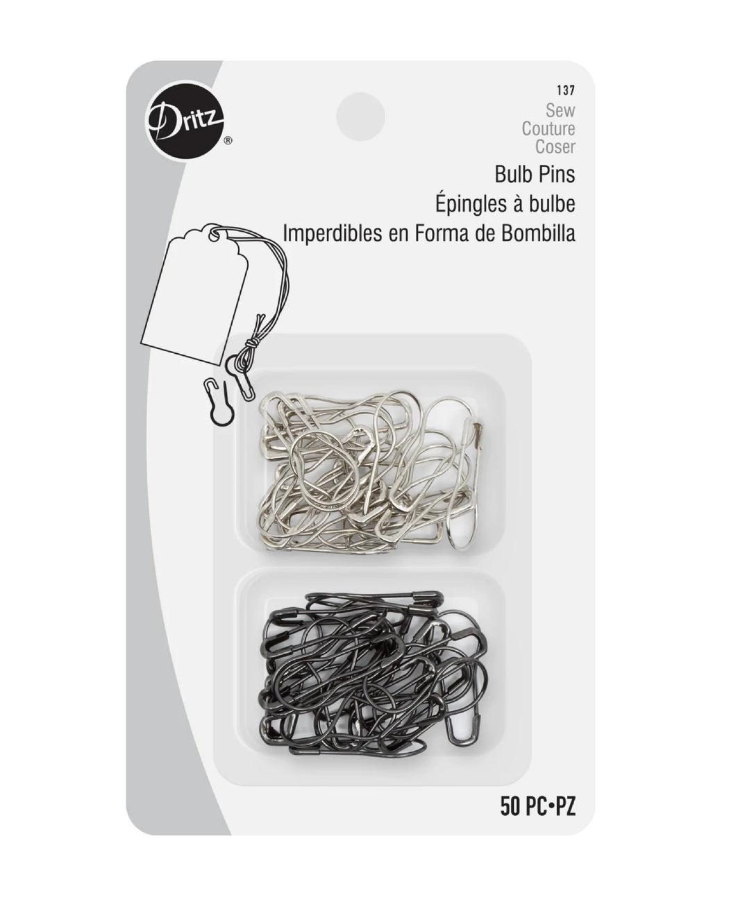7/8" BULB PINS, 50 PC - Zipper and Thread