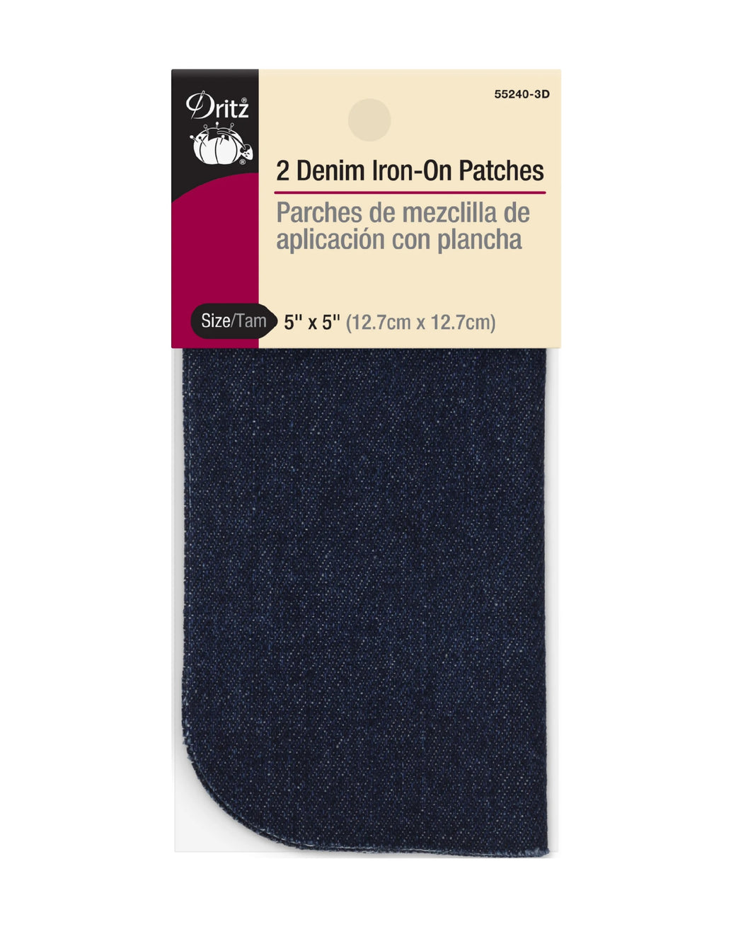 Denim Iron-On Patches, 5"X5" - Zipper and Thread