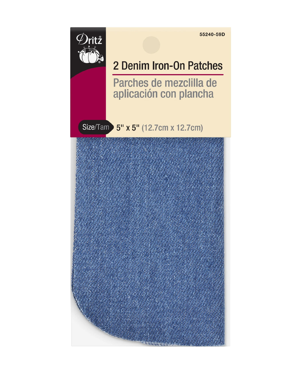 Denim Iron-On Patches, 5"X5" - Zipper and Thread