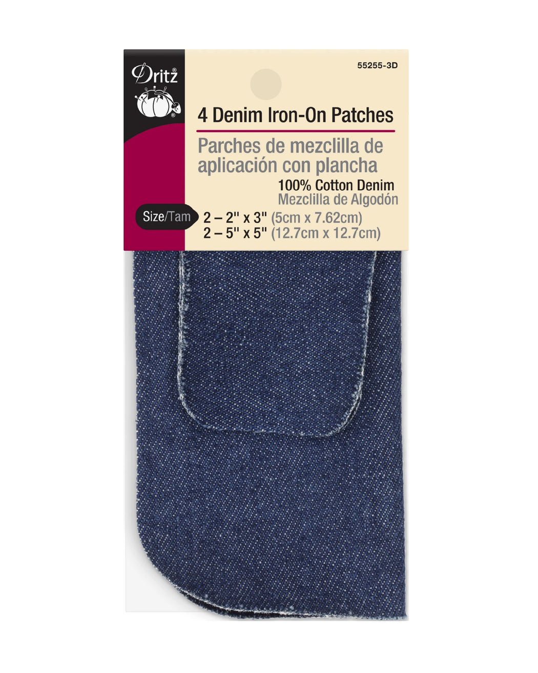Denim Iron-On Patches, Assorted Sizes - Zipper and Thread