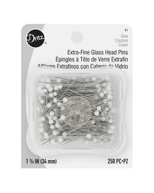 Extra-Fine Glasshead Pins, WHITE - Zipper and Thread