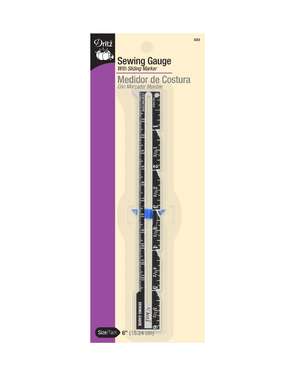 SEWING GAUGE WITH SLIDING MARKER - Zipper and Thread