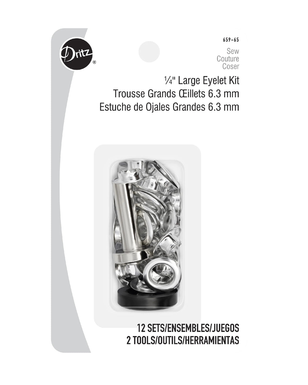 LARGE EYELETS & TOOLS, 1/4" - Zipper and Thread