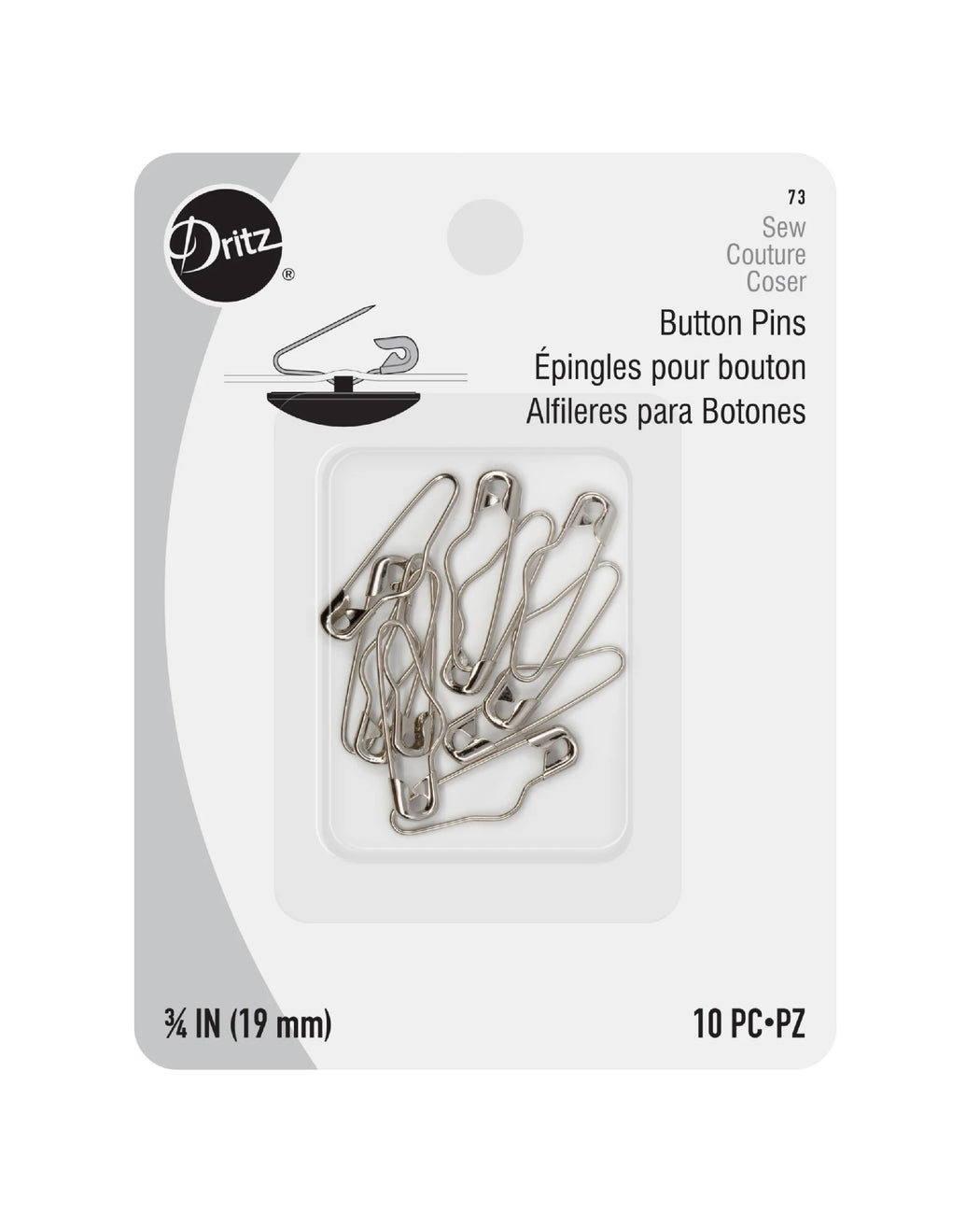 BUTTON PINS, 3/4", NICKEL - Zipper and Thread