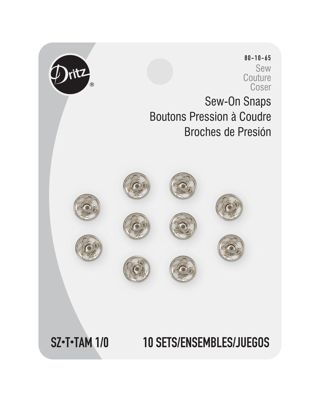 Sew-On Snaps, Nickel - Zipper and Thread
