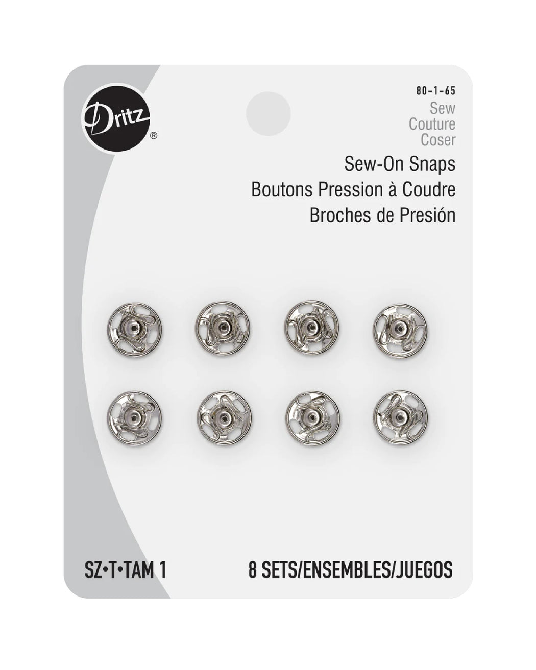 Sew-On Snaps, Nickel - Zipper and Thread