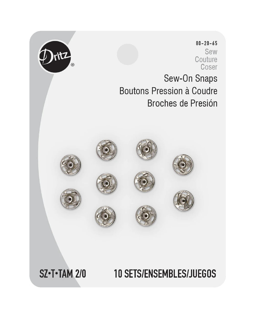 Sew-On Snaps, Nickel - Zipper and Thread