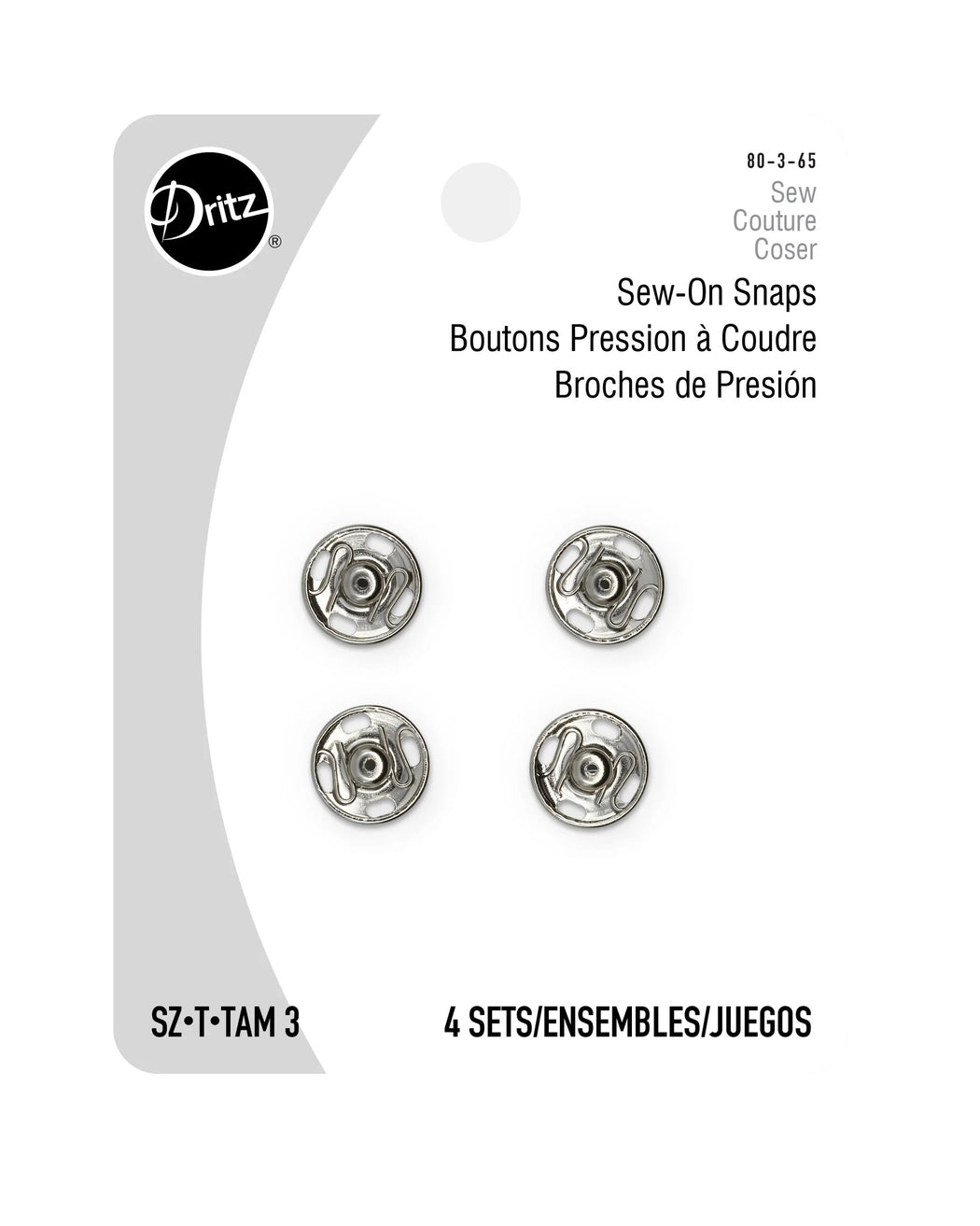 Sew-On Snaps, Nickel - Zipper and Thread
