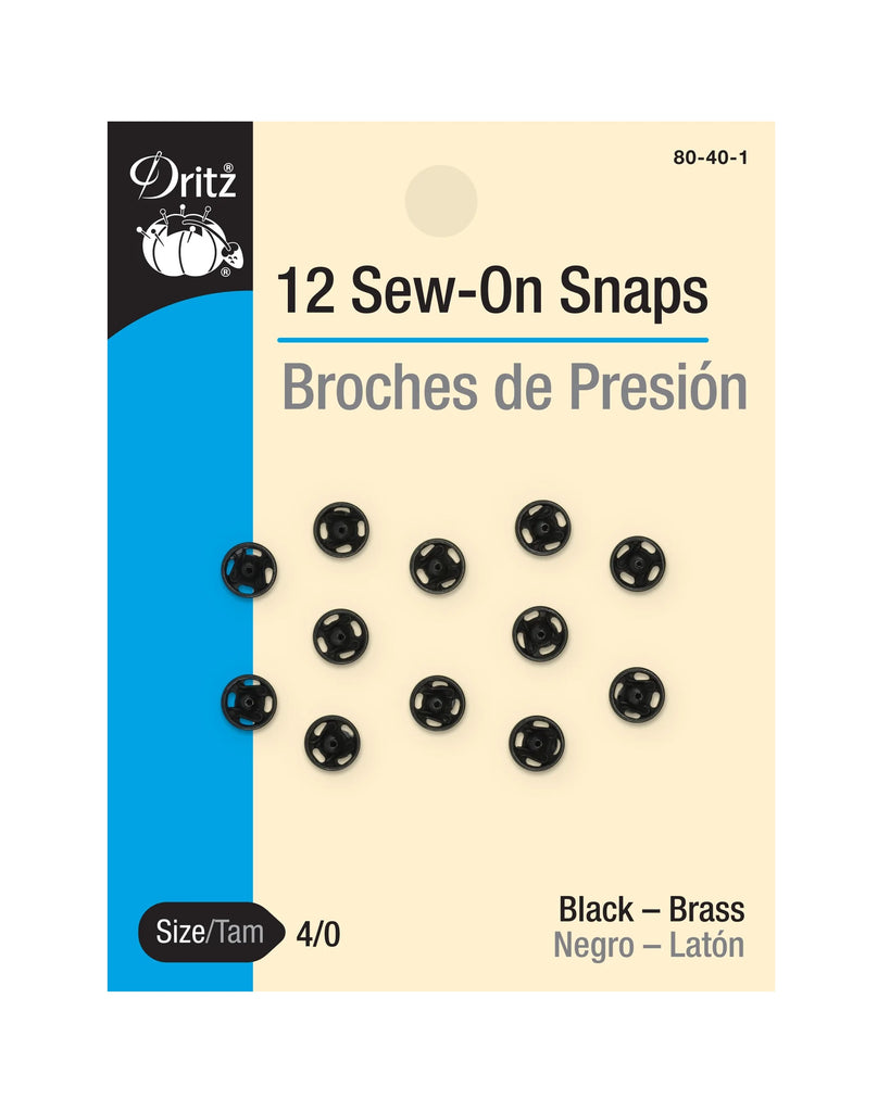 Dritz Sew-On Snaps - Black (Sizes 1,2,3,4)