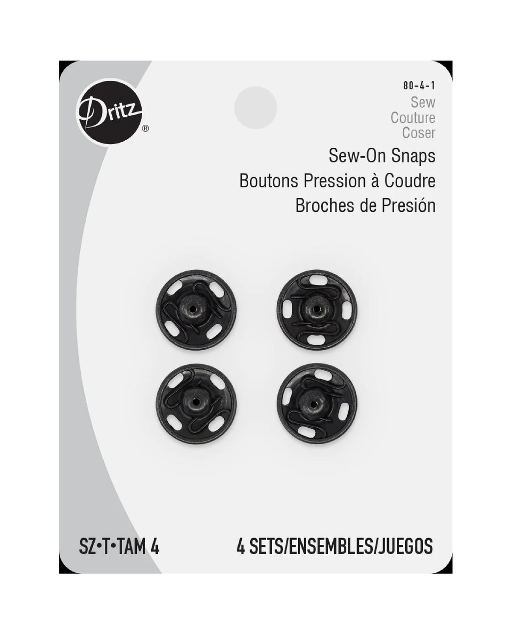 Sew-On Snaps, Black - Zipper and Thread