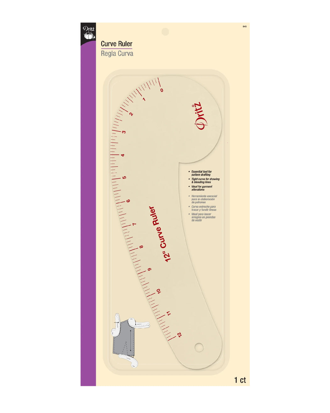 12" CURVE RULER - Zipper and Thread