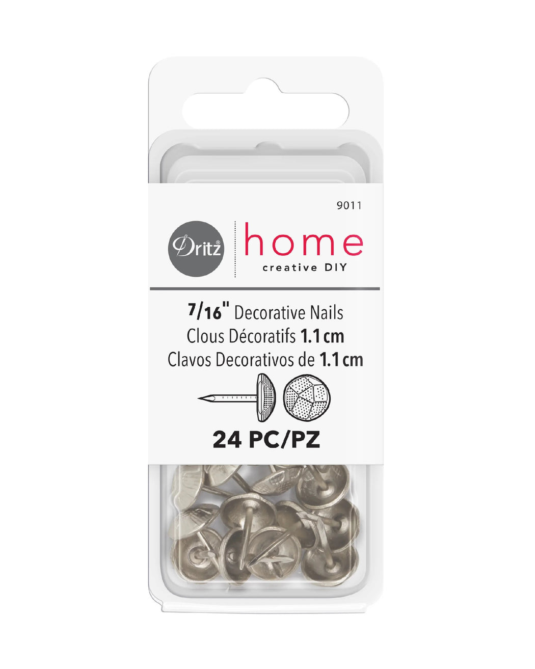 7/16" TEXTURED DECORATIVE NAILS - Zipper and Thread