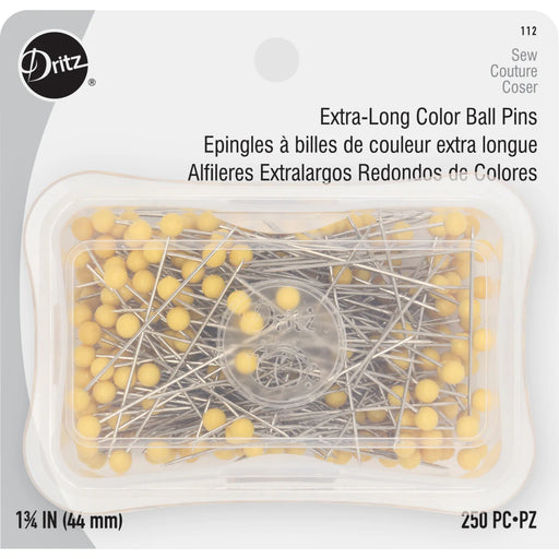1-3/4" Extra-Long Color Ball Pins - Yellow 250pc