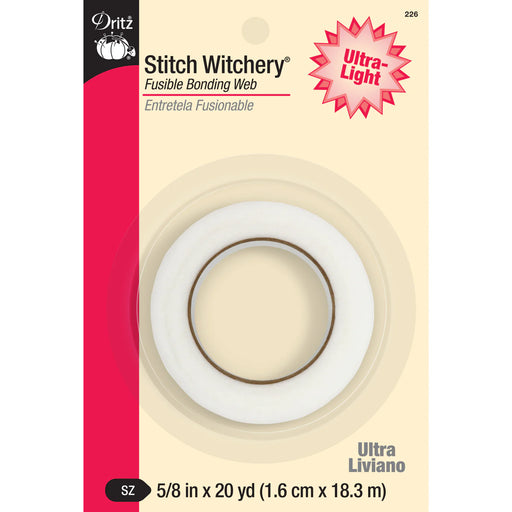 5/8" Stitch Witchery Fusible Bonding Web, Ultra-Light Weight - White 20 yd
