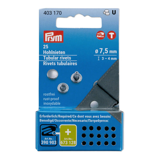 Tubular Rivets - 7.5mm / 3-4mm, 25pcs