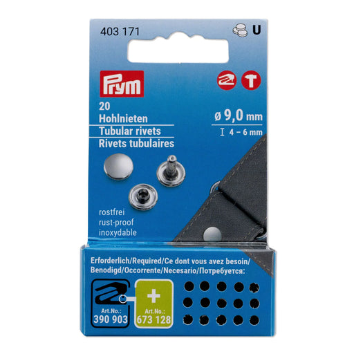 Tubular Rivets - 9mm / 4-6mm, 20pcs