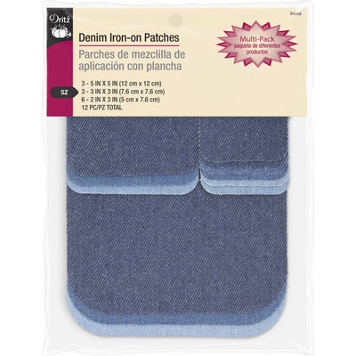Denim Iron-On Patches - Assorted 12pc