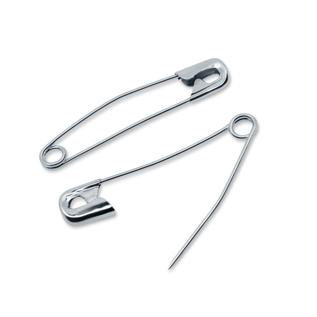1-1/2" Curved Safety Pins - Nickel 40 pc