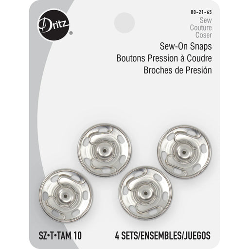 Sew-On Snaps 4 Sets - Nickel Size 10
