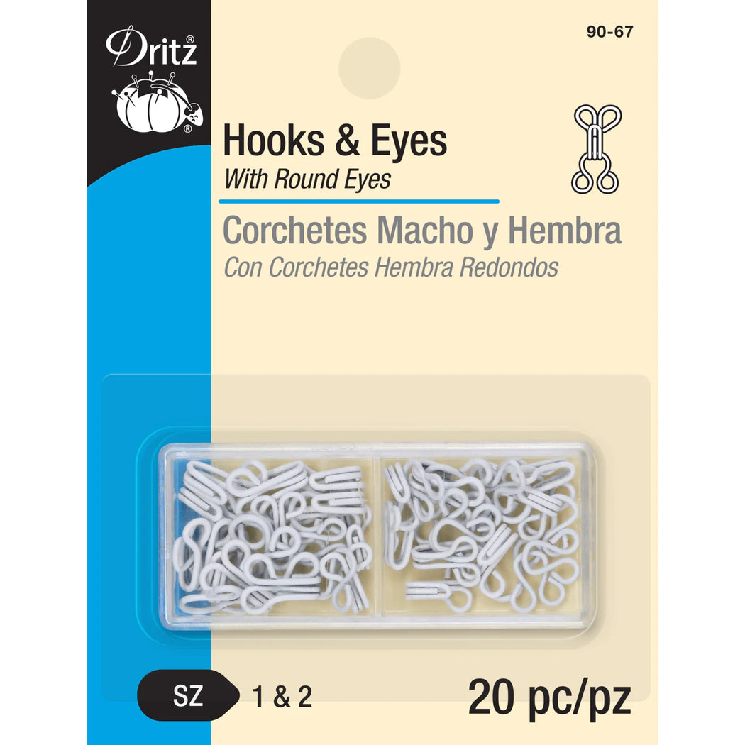Hooks & Eyes - White 20pc