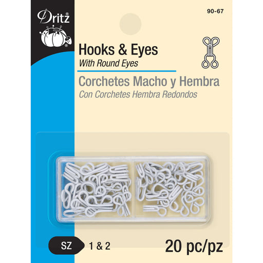 Hooks & Eyes - White 20pc