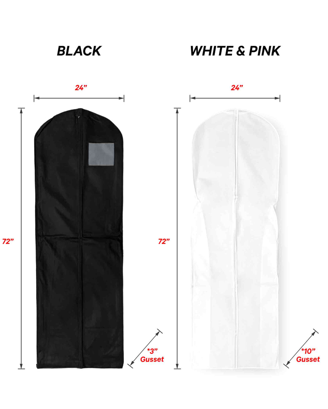 Non-Woven Garment Bag 24" x 72" + Gusset - CUSTOM PRINT - 25 pcs / box