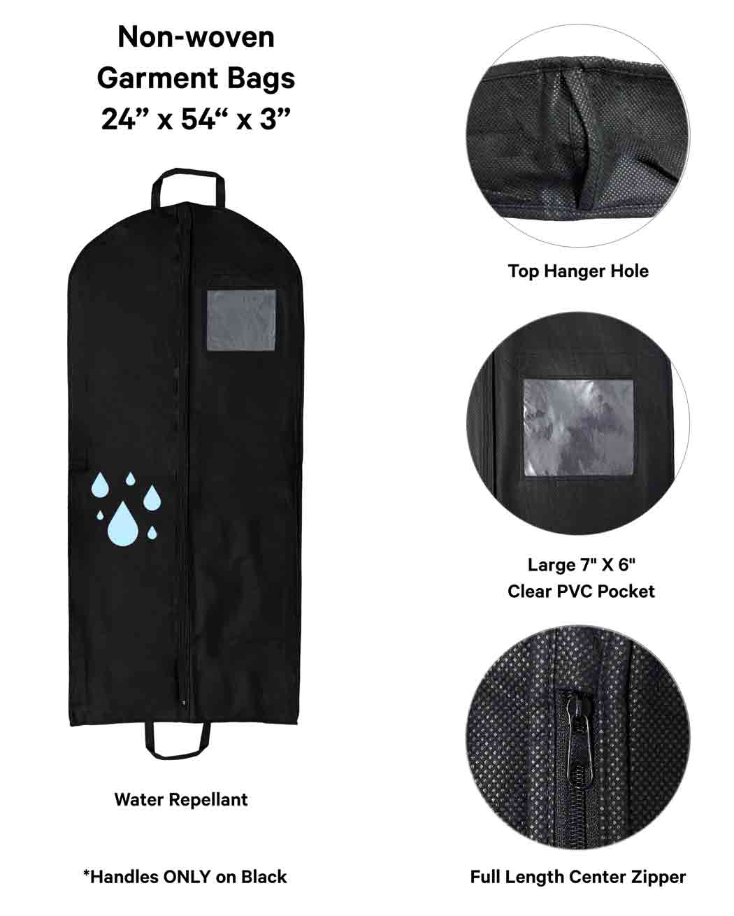 Non-Woven Garment Bag 24" x 54" x 3" - CUSTOM PRINT - 50 pcs / box