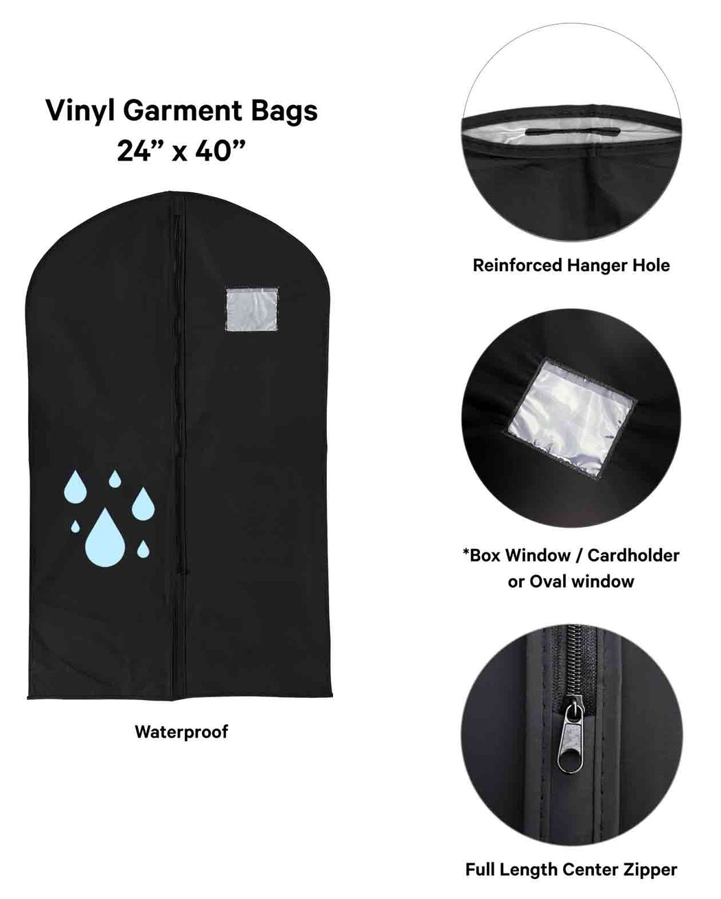 Vinyl Garment Bag 24" x 40" - CUSTOM PRINT - 100 pcs / box