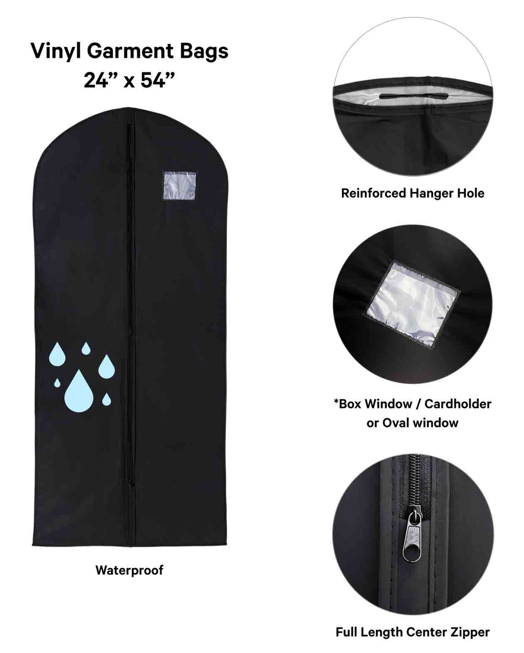 Vinyl Garment Bag 24" x 54" - CUSTOM PRINT - 100 pcs / box