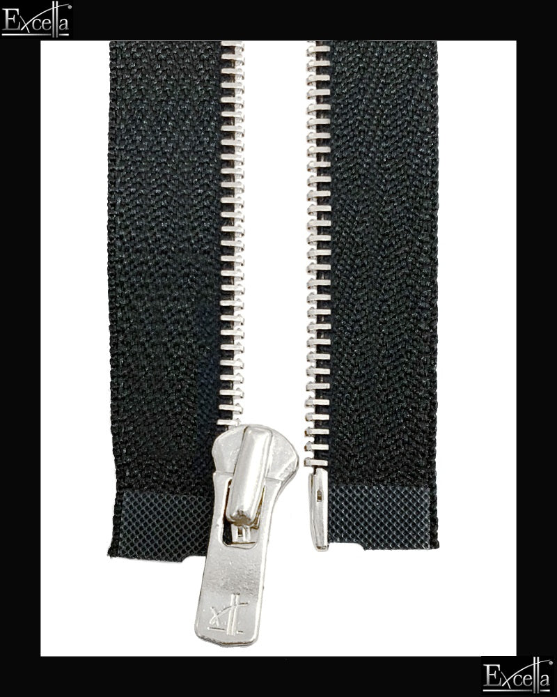 YKK #2 EXCELLA® Separating / Silver Metal Zipper (4 YKK #2 EXCELLA® Separating / Silver Metal Zipper (4