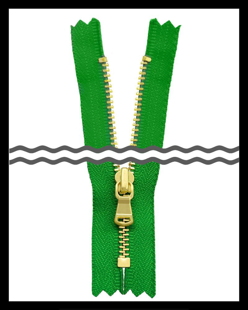 #3 Closed / Shiny Brass (4"~9") - Zipper and Thread