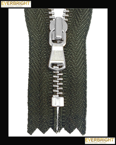 #3 Closed / Shiny Silver (7"~34") - Zipper and Thread